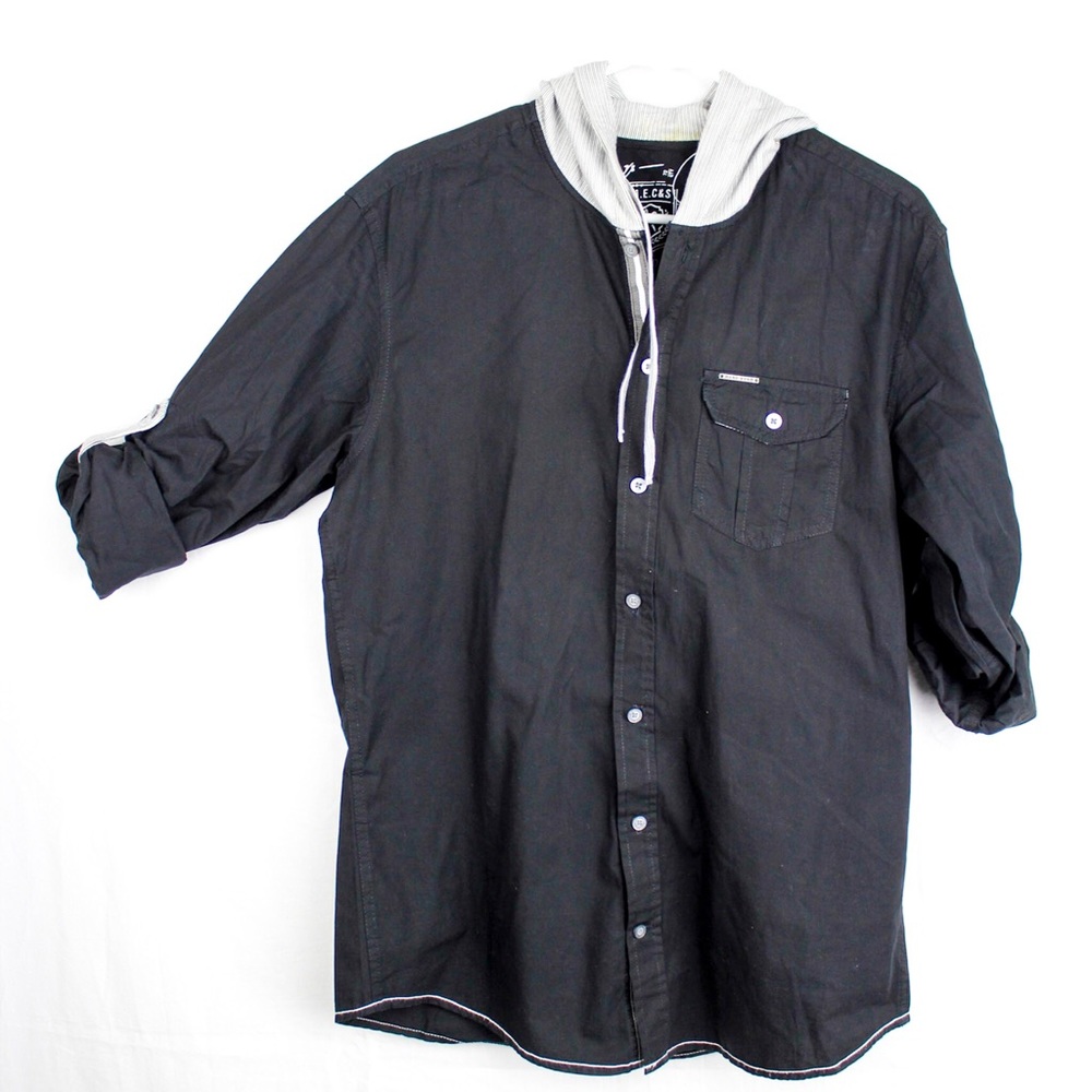 L/S Marc Ecko Hooded Button-down Shirt